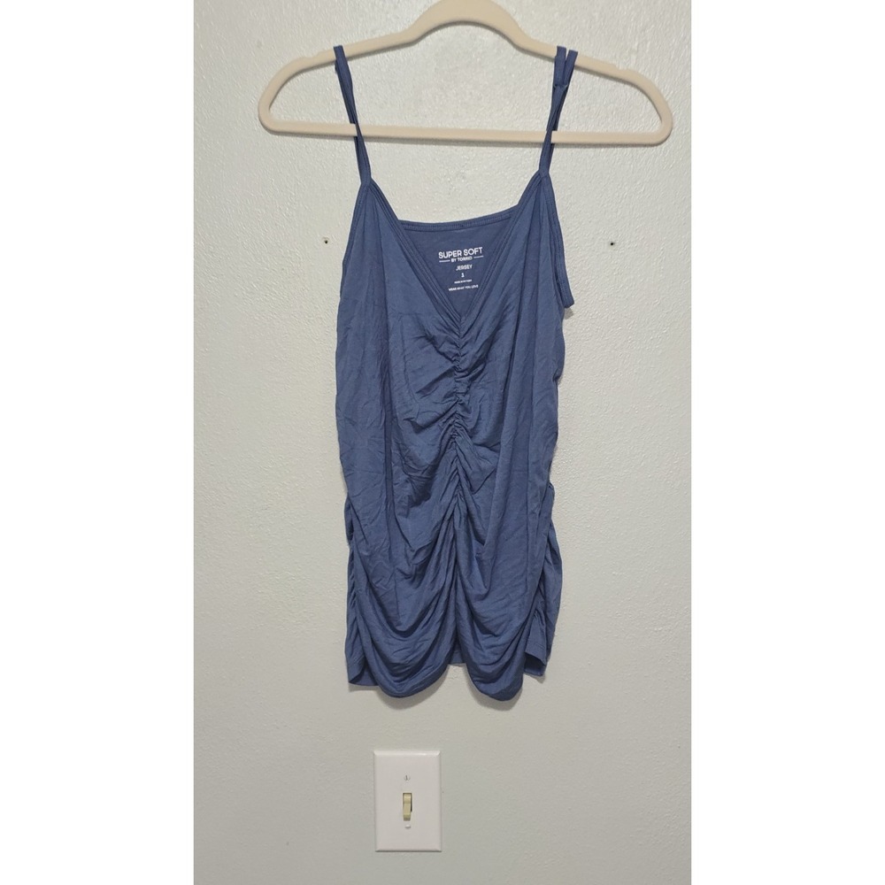 Torrid NWT 1X Plus Size 1 Blue Super Soft Jersey Ruched Camisole Cami Tank Top